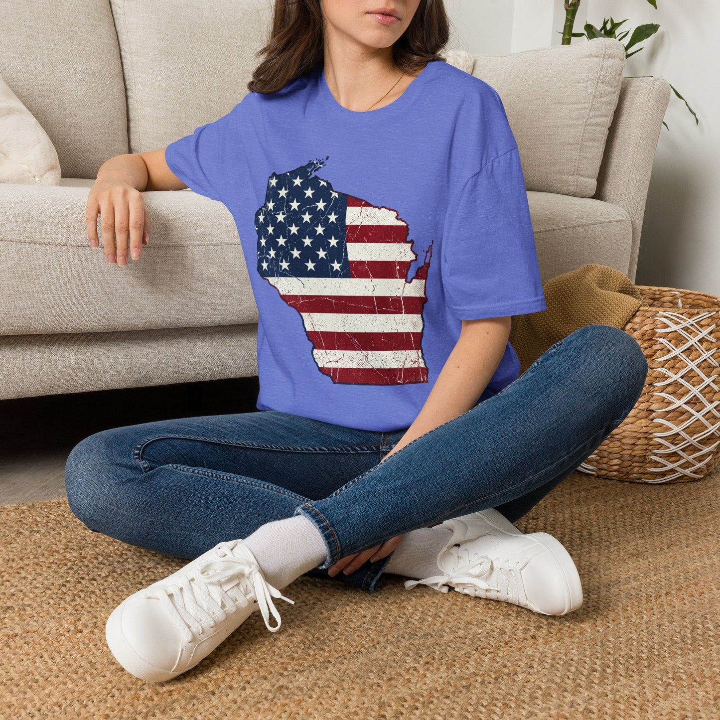 Patriotic Wisconsin Flag Shirt – Vintage Distressed Design