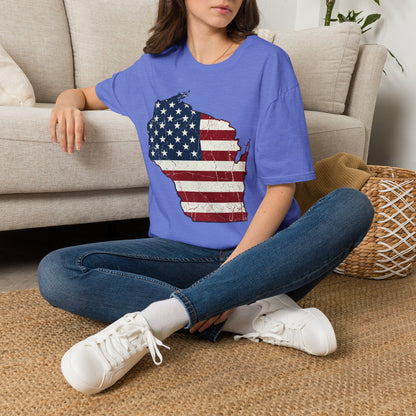 Patriotic Wisconsin Flag Shirt – Vintage Distressed Design
