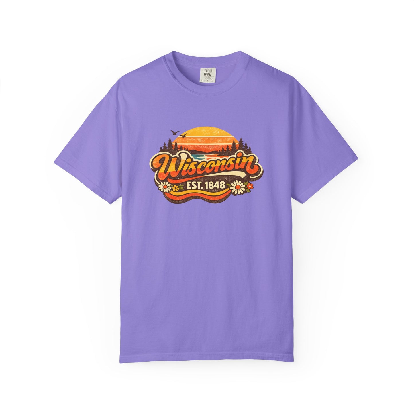 Wisconsin Sunset Tee — Retro 'Wisconsin Est. 1848' Graphic T-Shirt