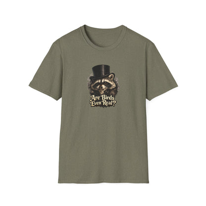 Are Birds Even Real? Raccoon Whisper Conspiracy T-Shirt