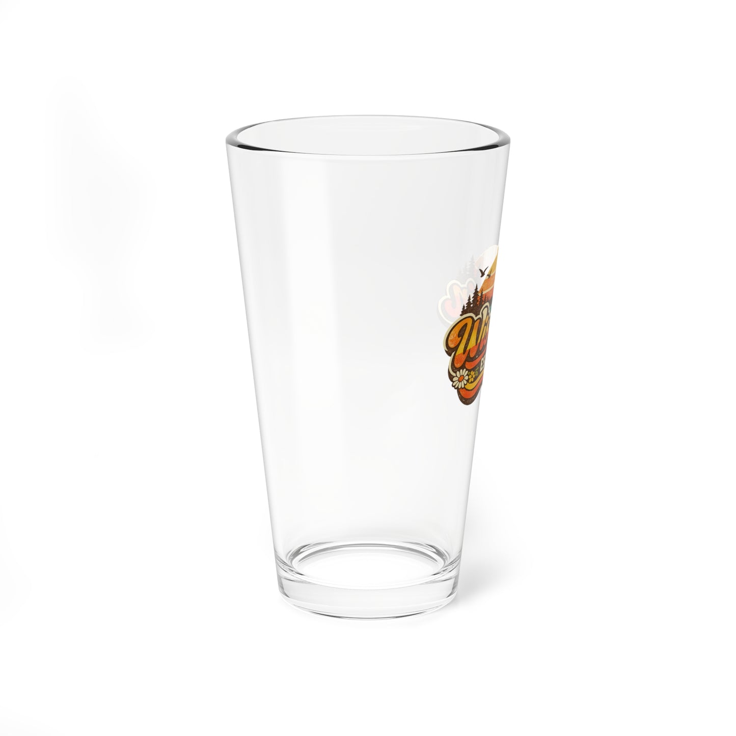 Wisconsin Retro Sunset Pint Glass – Vintage Forest Design, Est. 1848 State Pride Barware