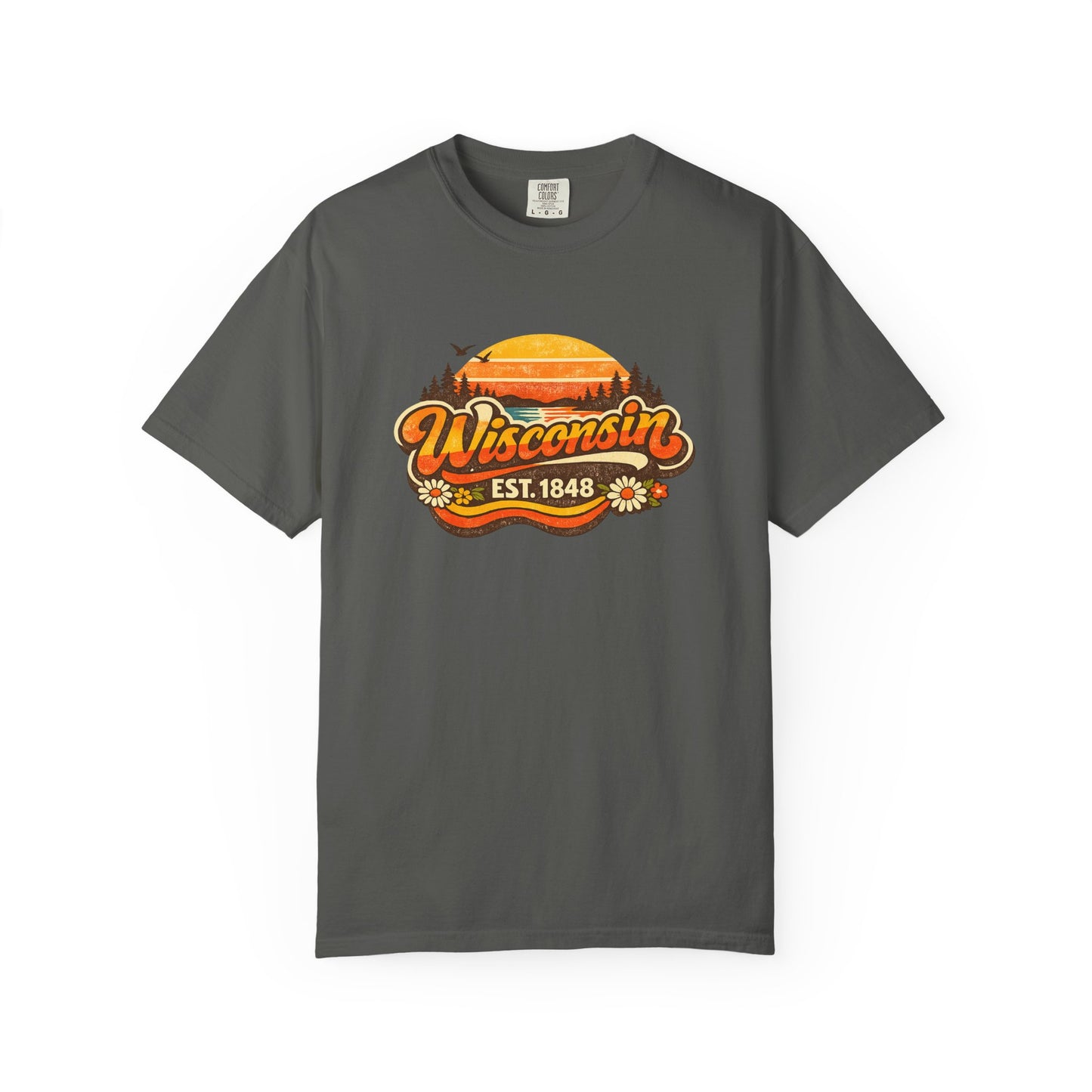 Wisconsin Sunset Tee — Retro 'Wisconsin Est. 1848' Graphic T-Shirt