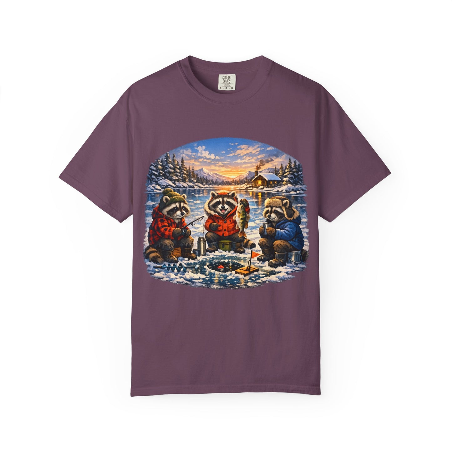 Ice Fishing Raccoons T-Shirt