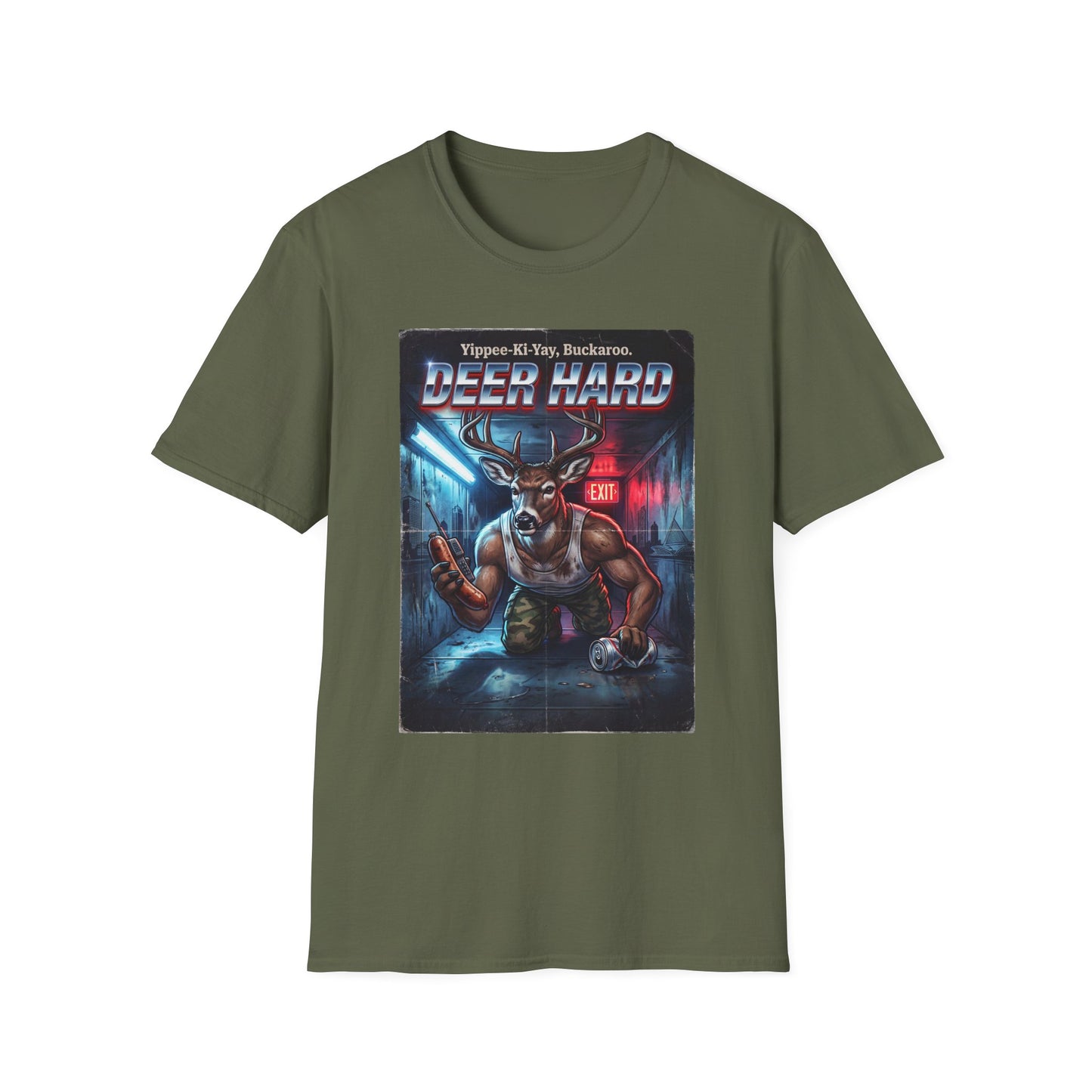 Deer Hard T-Shirt — Yippee-Ki-Yay Buckaroo Parody T-Shirt