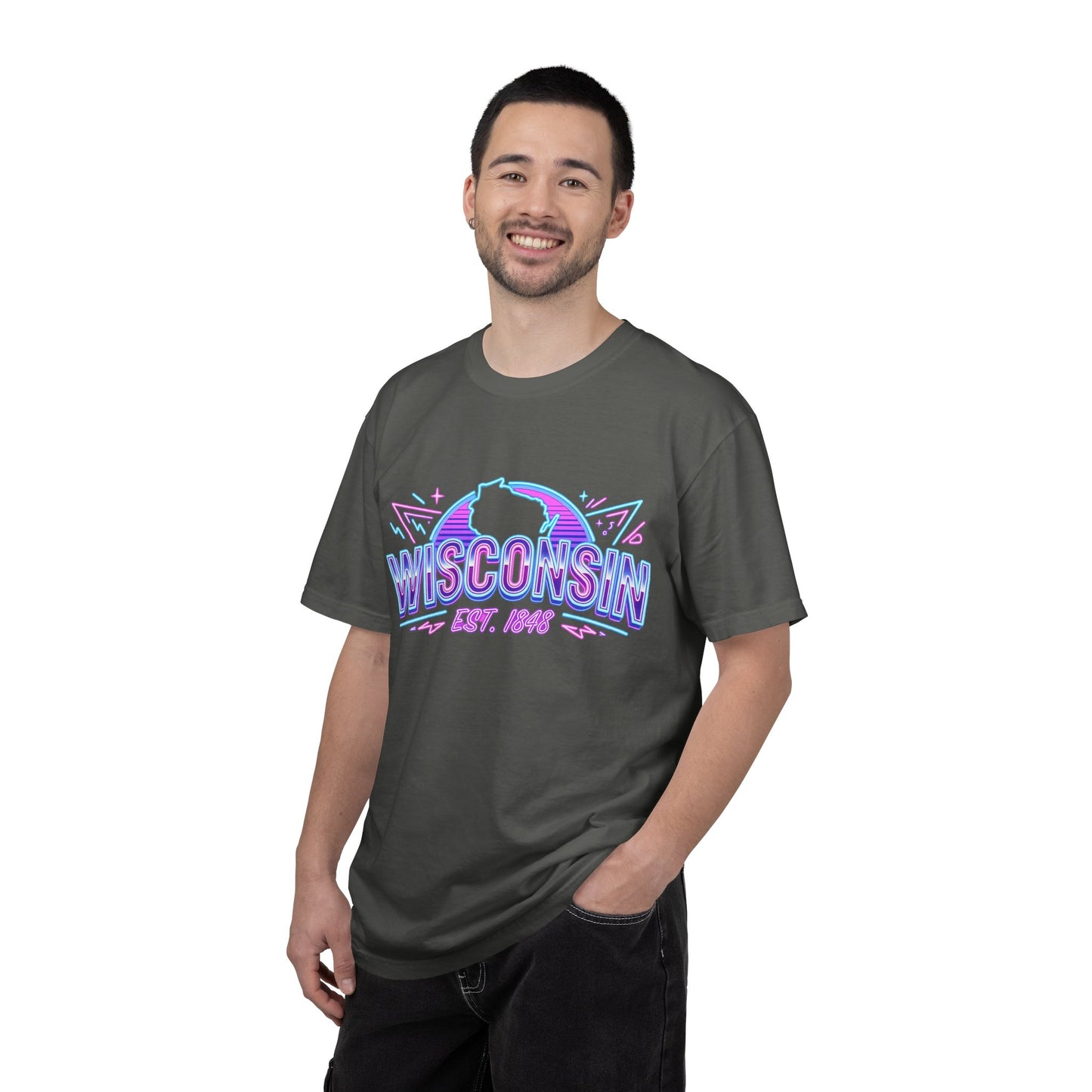 Wisconsin Retro Neon T-Shirt – EST. 1848 State Pride Tee