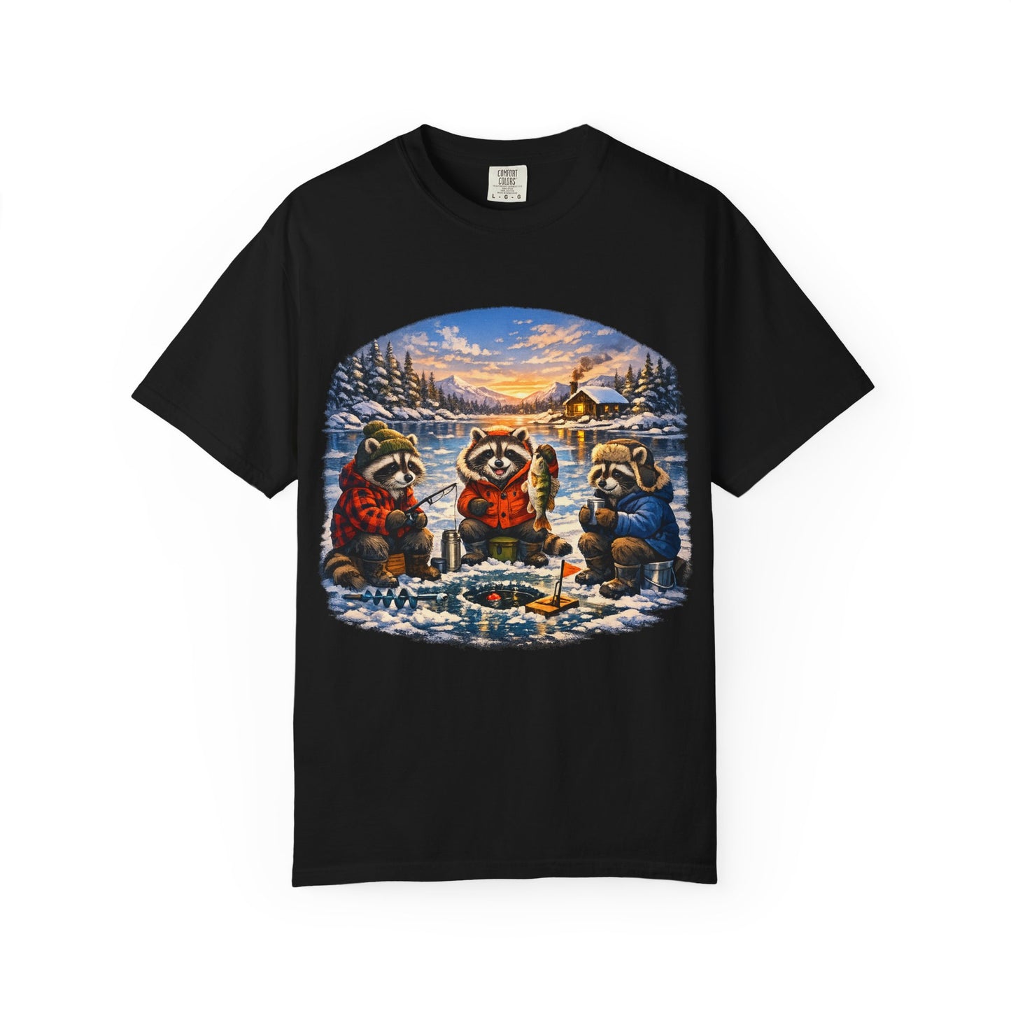 Ice Fishing Raccoons T-Shirt