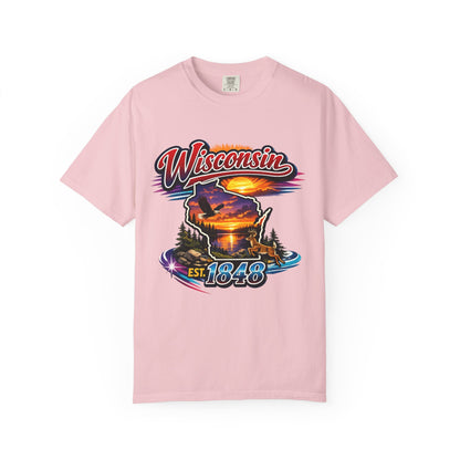 Wisconsin Sunset Scenic T-Shirt — Est. 1848 State Pride Tee