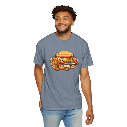 Wisconsin Sunset Tee — Retro 'Wisconsin Est. 1848' Graphic T-Shirt