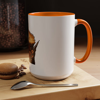 Wisconsin Coffee Mug — State-Shaped Brew with Coffee Beans Accent