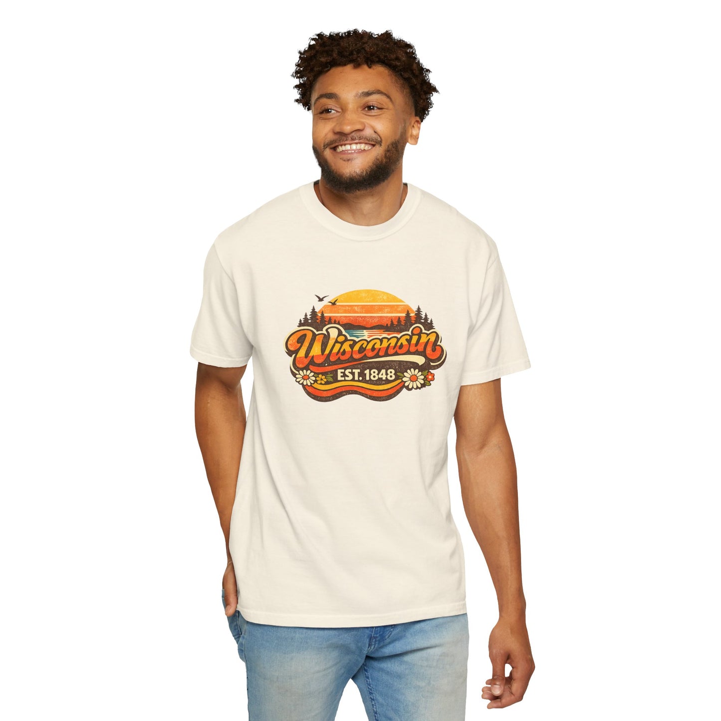 Wisconsin Sunset Tee — Retro 'Wisconsin Est. 1848' Graphic T-Shirt