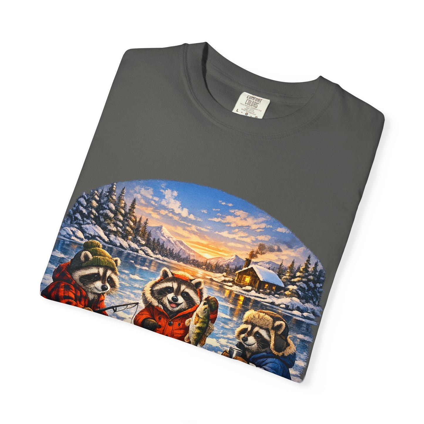 Ice Fishing Raccoons T-Shirt