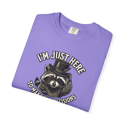 Graphic T-Shirt — “I’m Just Here to Make Bad Decisions” Raccoon Tee