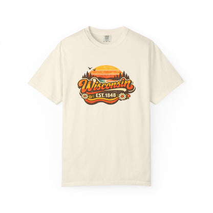Wisconsin Sunset Tee — Retro 'Wisconsin Est. 1848' Graphic T-Shirt
