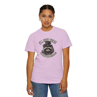 Graphic T-Shirt — “I’m Just Here to Make Bad Decisions” Raccoon Tee