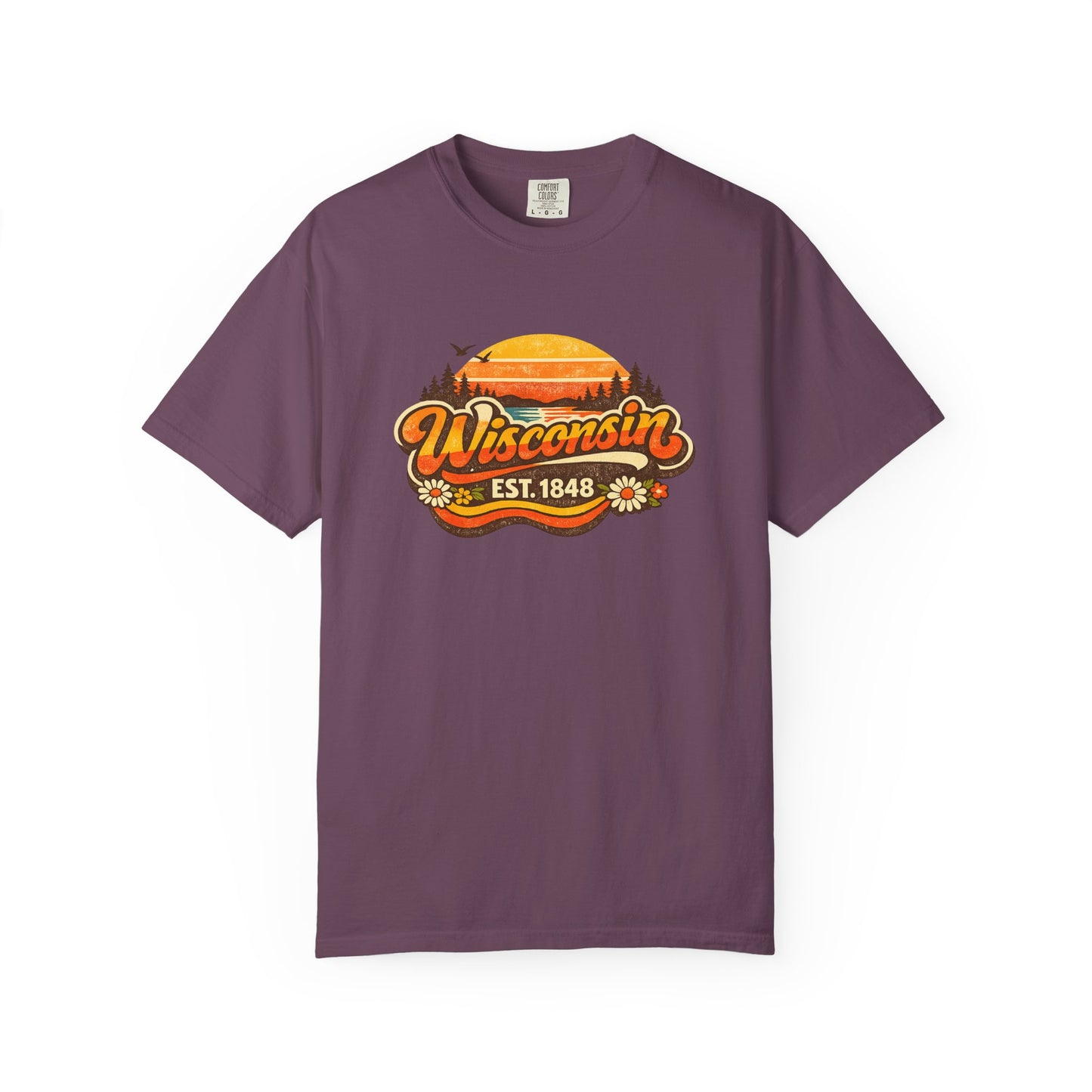 Wisconsin Sunset Tee — Retro 'Wisconsin Est. 1848' Graphic T-Shirt