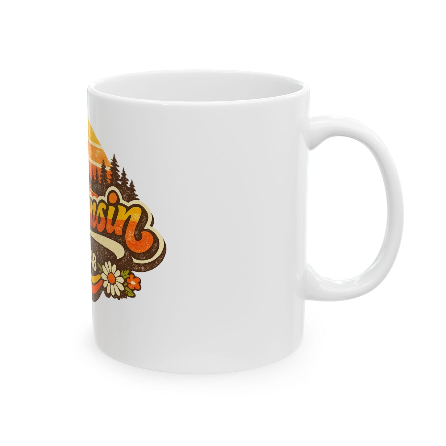 Wisconsin Retro Sunrise Ceramic Mug