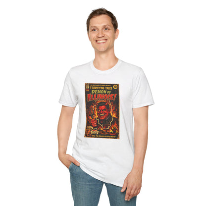 Terrifying Tales: Demon of Illinois – Vintage Horror Comic Parody T‑Shirt