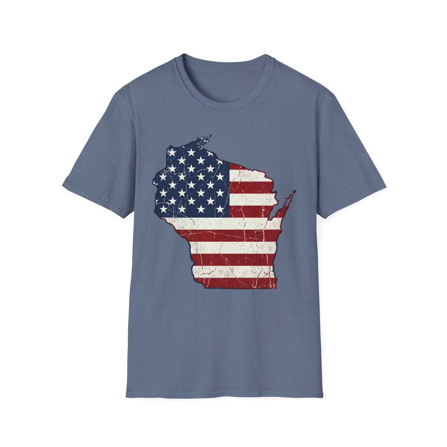 Patriotic Wisconsin Flag Shirt – Vintage Distressed Design