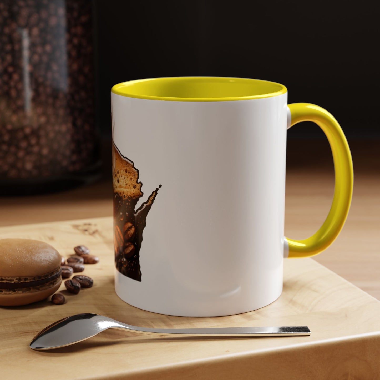 Wisconsin Coffee Mug — State-Shaped Brew with Coffee Beans Accent