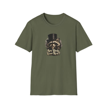Are Birds Even Real? Raccoon Whisper Conspiracy T-Shirt