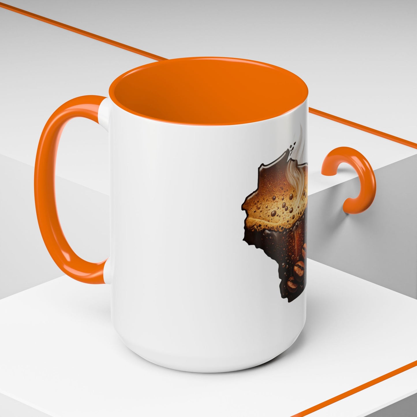 Wisconsin Coffee Mug — State-Shaped Brew with Coffee Beans Accent