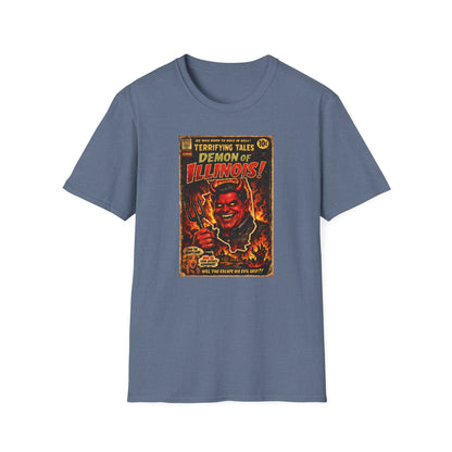Terrifying Tales: Demon of Illinois – Vintage Horror Comic Parody T‑Shirt