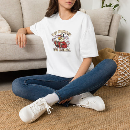 Day Drinking for America T‑Shirt – Patriotic Eagle Beer Design