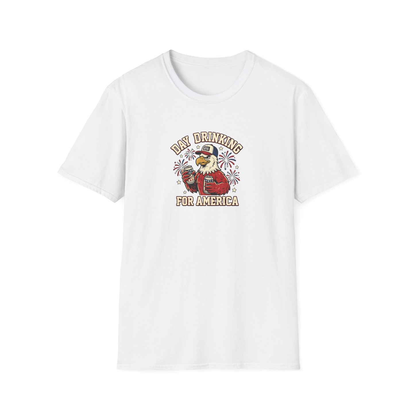 Day Drinking for America T‑Shirt – Patriotic Eagle Beer Design