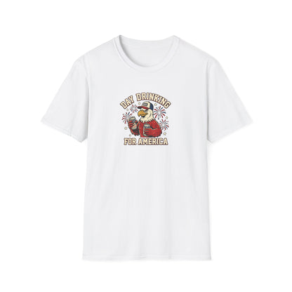 Day Drinking for America T‑Shirt – Patriotic Eagle Beer Design