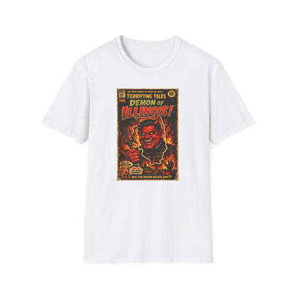 Terrifying Tales: Demon of Illinois – Vintage Horror Comic Parody T‑Shirt