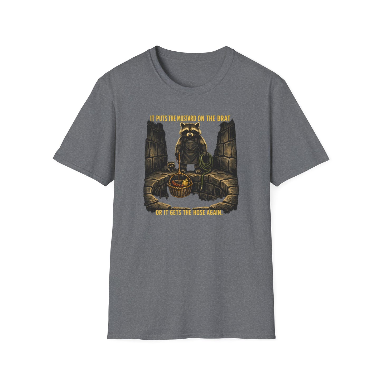 It Puts the Mustard on the Brat – Raccoon Parody Shirt