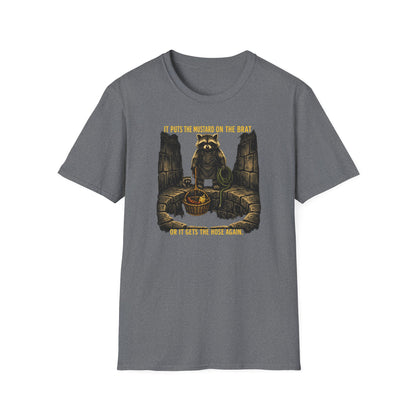 It Puts the Mustard on the Brat – Raccoon Parody Shirt