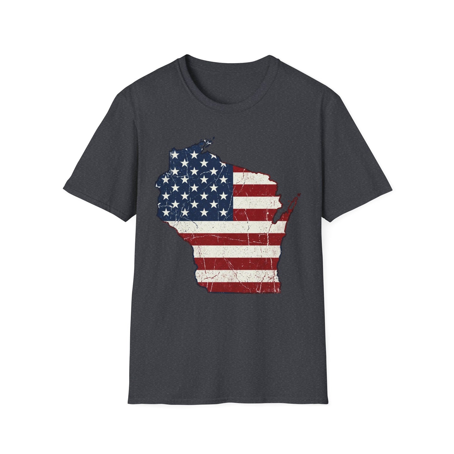 Patriotic Wisconsin Flag Shirt – Vintage Distressed Design