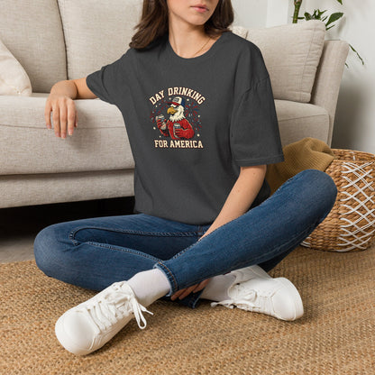 Day Drinking for America T‑Shirt – Patriotic Eagle Beer Design
