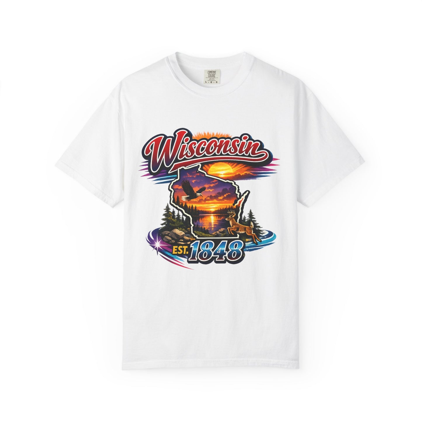 Wisconsin Sunset Scenic T-Shirt — Est. 1848 State Pride Tee