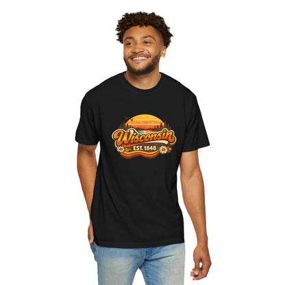 Wisconsin Sunset Tee — Retro 'Wisconsin Est. 1848' Graphic T-Shirt