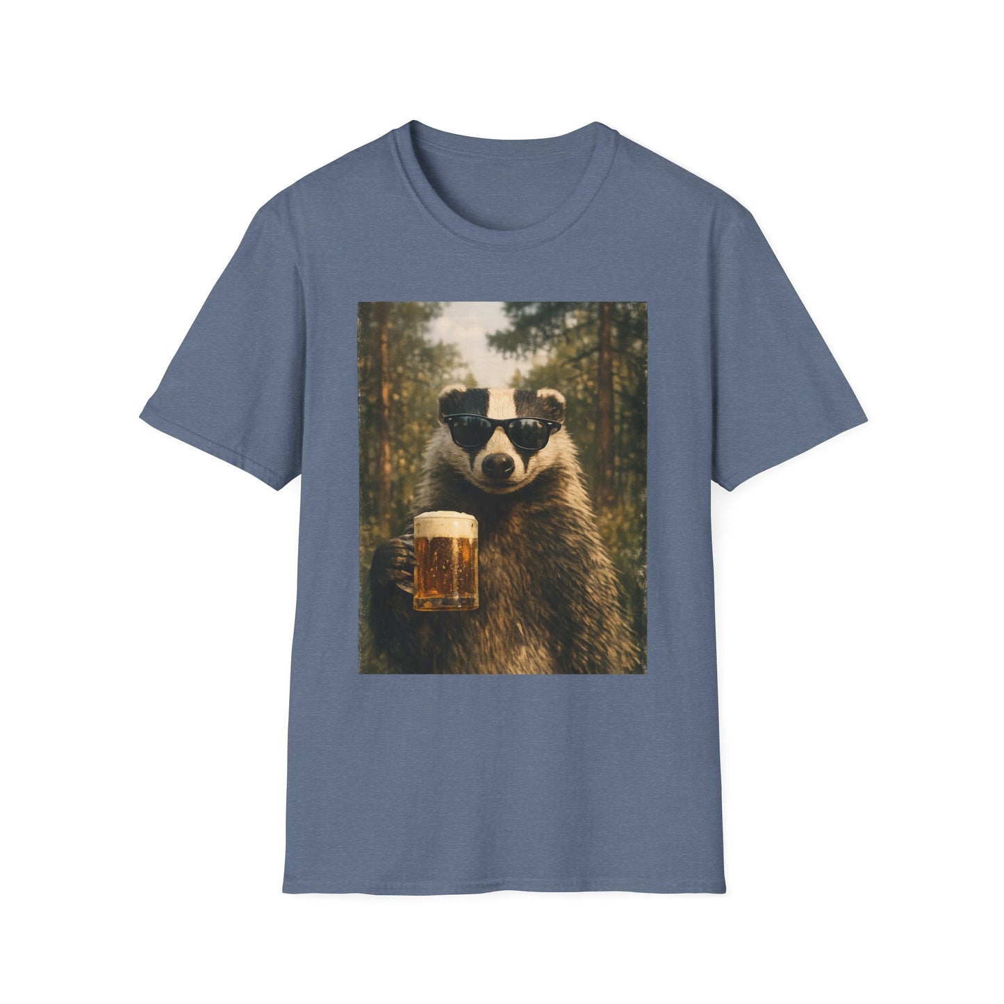 Badger Holding Beer T‑Shirt – Funny Forest Animal Drinking Tee