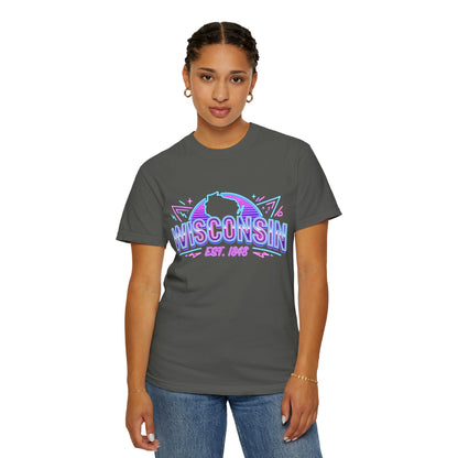 Wisconsin Retro Neon T-Shirt – EST. 1848 State Pride Tee