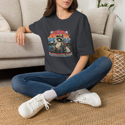 Happy Birthday ’Murica Raccoon T-Shirt – Funny Patriotic Fireworks Tee