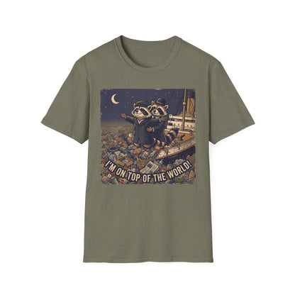 I’m On Top of the World! Raccoon Titanic Parody T-Shirt
