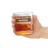Food Allergy Warning Whiskey Rocks Glass