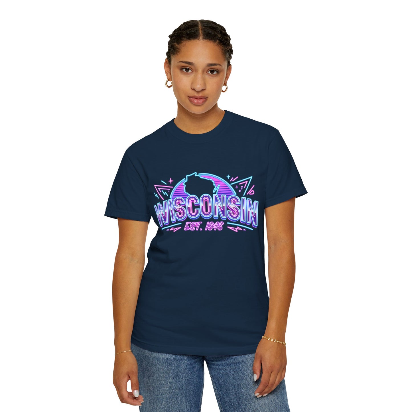 Wisconsin Retro Neon T-Shirt – EST. 1848 State Pride Tee