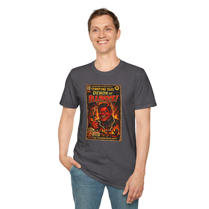 Terrifying Tales: Demon of Illinois – Vintage Horror Comic Parody T‑Shirt