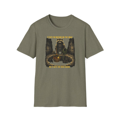 It Puts the Mustard on the Brat – Raccoon Parody Shirt