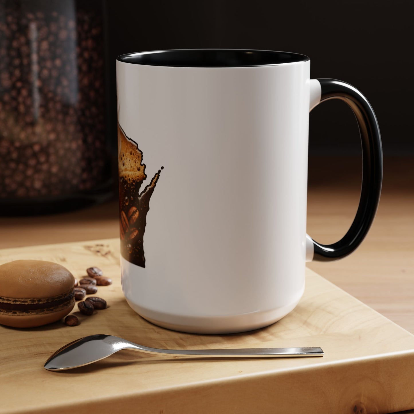 Wisconsin Coffee Mug — State-Shaped Brew with Coffee Beans Accent