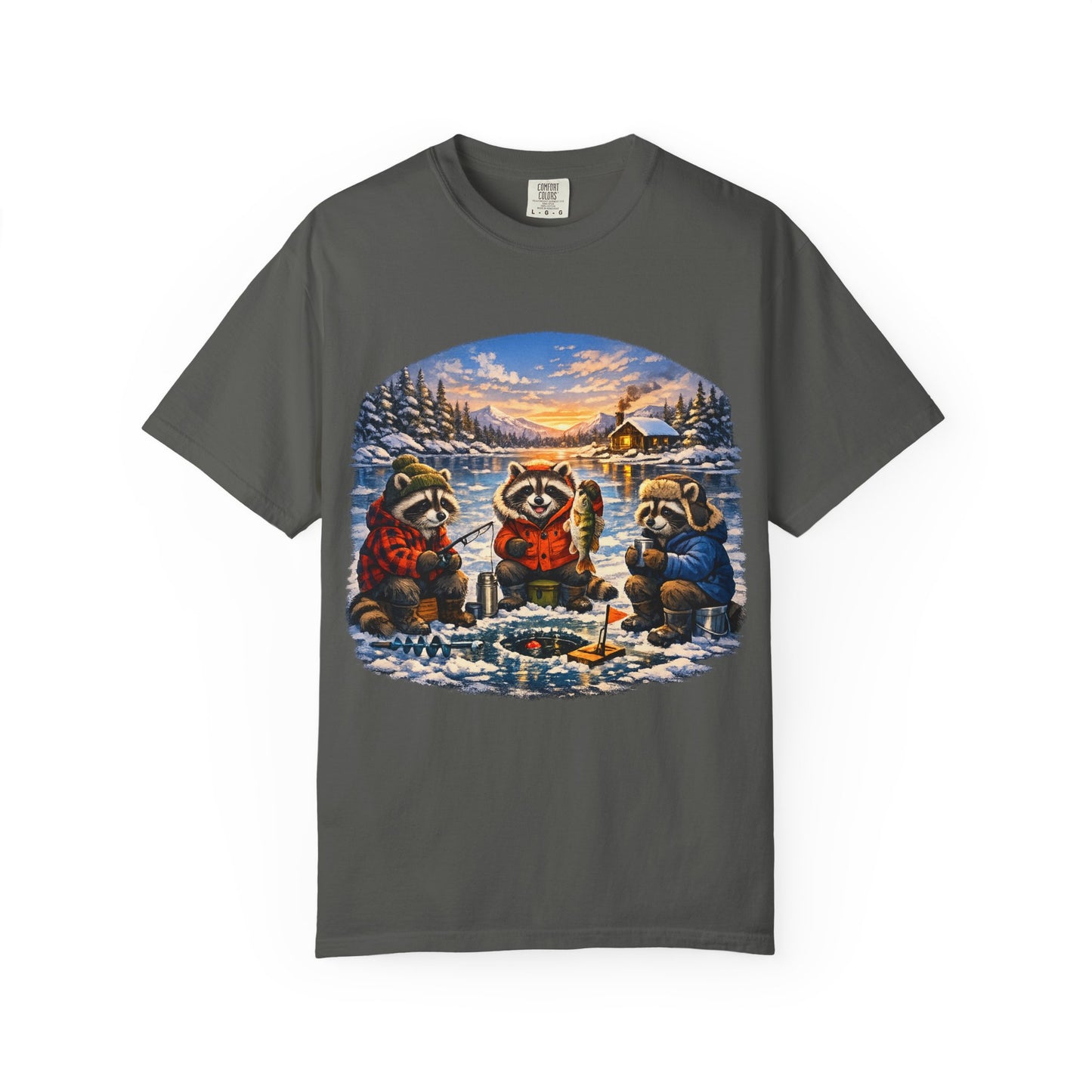 Ice Fishing Raccoons T-Shirt