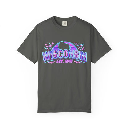 Wisconsin Retro Neon T-Shirt – EST. 1848 State Pride Tee