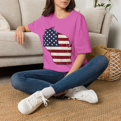 Patriotic Wisconsin Flag Shirt – Vintage Distressed Design