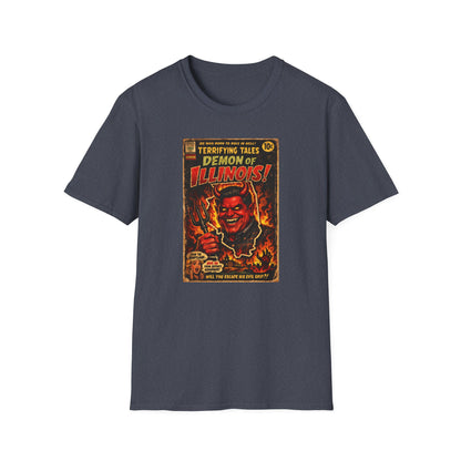 Terrifying Tales: Demon of Illinois – Vintage Horror Comic Parody T‑Shirt
