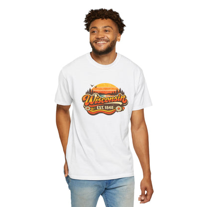 Wisconsin Sunset Tee — Retro 'Wisconsin Est. 1848' Graphic T-Shirt
